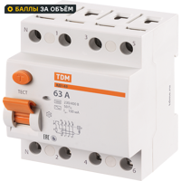 УЗО Tdm Electric ВД1-63 4P 63 A 100 мА 4.5 кА AC SQ0203-0042