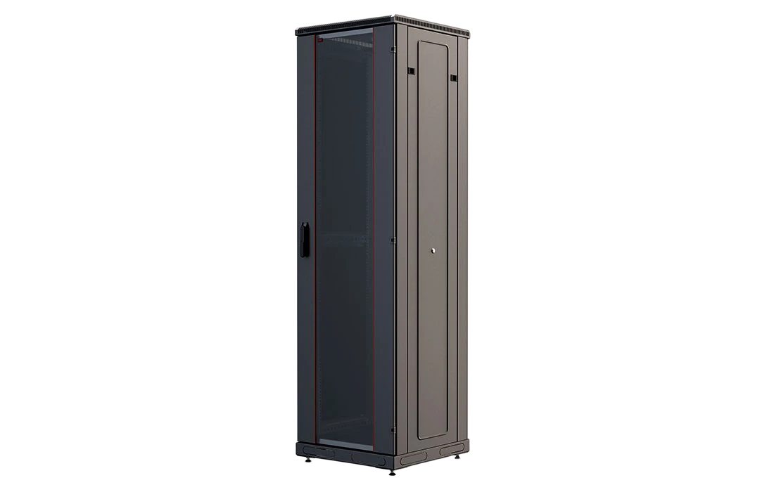 Шкаф телекоммуникационный напольный 19",42U(600x800), ШТ-НП-М-42U-600-800-С-Ч, передняя дверь стекло, цвет черный ССД